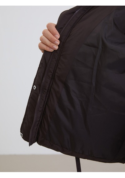 Lcw Modest Bordo Kapüşonlu Oversize Kadın Şişme Mont