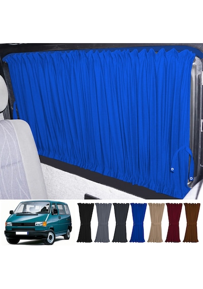Pandami Volkswagen T4 - Transporter / Caravelle Uzun Şase 1990-2003 Uyumlu Mavi Raylı Oto Perde Takımı