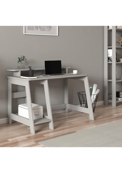 Country Ergonomik Çalışma Masası, Modern Bilgisayar Masası - Gri