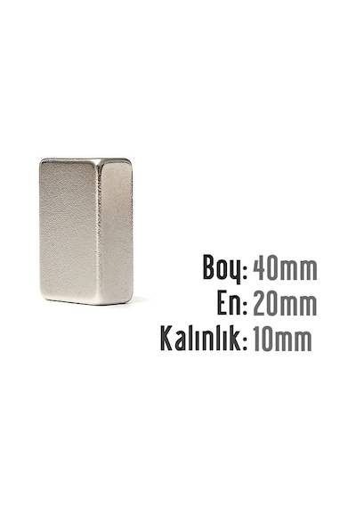 Çok Güçlü 40Mm X 20Mm X 10Mm Köşeli Süper Güçlü Neodyum Mıknatıs