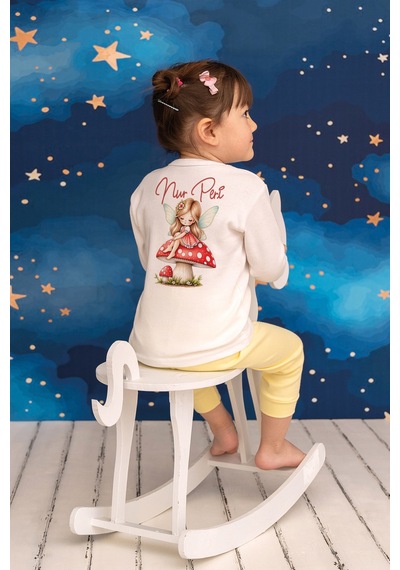 Pia Baby İsme Özel Kız Çocuk 2 Adet Pijama Takımı %100 Pamuk Penye İsim Baskılı Kişiye Özel Kreş Pijaması Hediye Seti 10966s15pi Krem