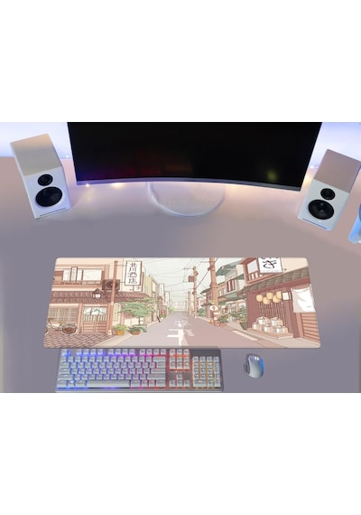 Gaming Mouse Pad 70x30 Mouse Pad Xl Büyük Oyuncu Mouse Pad Speed Anime Mousepad Japan Street, 70x30 Cm 3mm Kalınlı