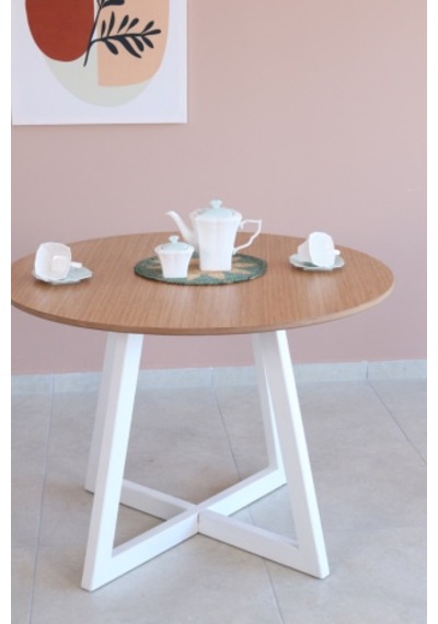 BAMBU Renk Yuvarlak Yemek Masası, Modern BAMBU MDF  Yemek Masası,