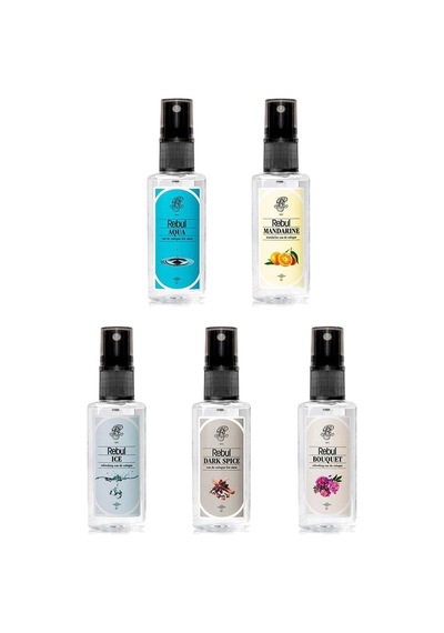 Rebul Aqua + Bouquet + Dark Spice + Ice + Mandarine Sprey Kolonya 5 x 50 ML