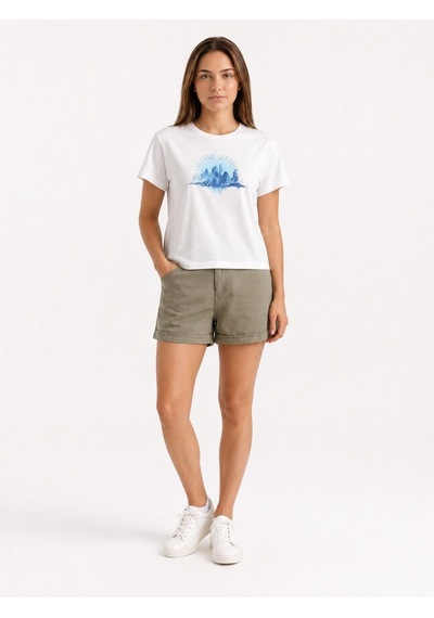 LOFT Boxy Fit Kadın Tshirt K.kol Off White Blue