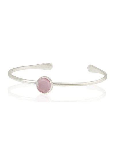 Kadir Jewellery Zirkon Taşlı Ayarlanabilir 925 Ayar Gümüş Kaplama Bilezik Pembe