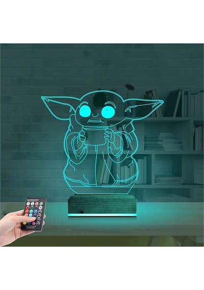 Luvivia Bebek Yoda 3d Lamba - Masa Gece Lambası Şeffaf