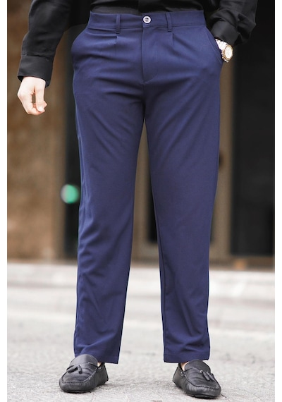 Madmext Lacivert Regular Fit Düz Kesim Yan Cepli Erkek Pantolon 6540-lacivert Lacivert