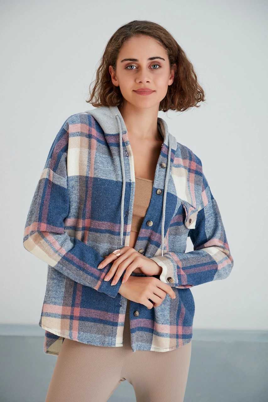 Pikka Online Kadın Çok Renkli Soft Mavi Oduncu Oversize Ceket Gömlek Kahverengi - Mavi Pikka Online Kadın Çok Renkli Soft Mavi Oduncu Oversize Ceket Gömlek Kahverengi - Mavi
