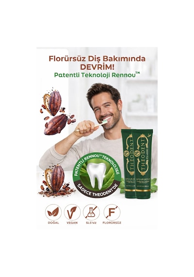 Theodent Classic Tatlı Nane Diş Macunu 2 Li Set Vegan Florürsüz Doğal Ağız Bakımı 96,4 Gr+ 96,4 Gr
