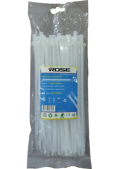 Kablo Bağı Plastik 100 Adet Cırt Kelepçe Beyaz 200mm Kablo Bağı- Plastik Kelepçe