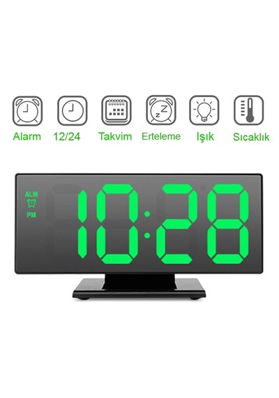 Ayna Çalar Dekoratif Led Saat Sıcaklık Modlu Usb Çalışan Dijital