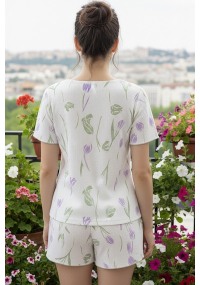 Siyah İnci Dantelli Bürümcük-krınkıl Kısa Kollu Şortlu Pijama Takım 26120227 Ekru Siyah İnci Dantelli Bürümcük-krınkıl Kısa Kollu Şortlu Pijama Takım 26120227 Ekru