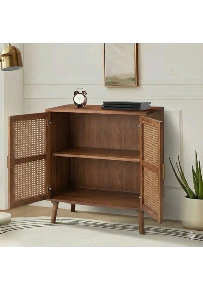Dark Walnut Hazeran Detaylı Masif Büfe Ceviz