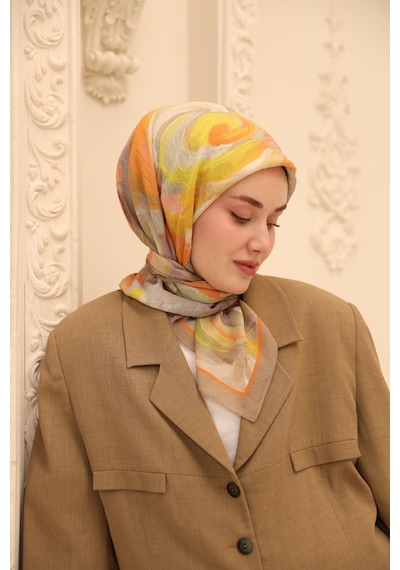 Silk Home Akrilik Desen Olinda İpek Eşarp Vizon