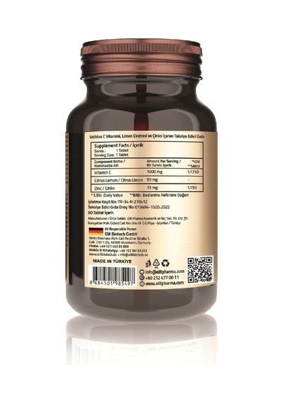 Vitamin C 1000 Mg + Citrus + Zinc 90 Tablets