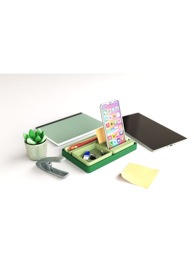 Tıdy Stack - Desk Organizer Modern Tasarımlı Çok Amaçlı Masaüstü Organizer Yeşil