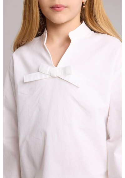 Defacto Regular Fıt Poplin Uzun Kollu Bluz Kız Çocuk G7550a826spwt34 Beyaz-wt34