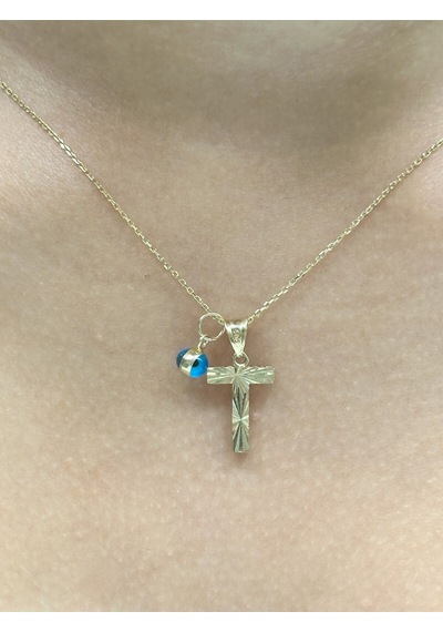 Hakan Güler Kuyumculuk 14 Ayar Altın Nazar Boncuklu T Harfli Zincir