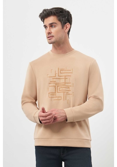 Morven Erkek Bej Trend Bisiklet Yaka Sweat-shirt 25ks063002653 Bej Bej