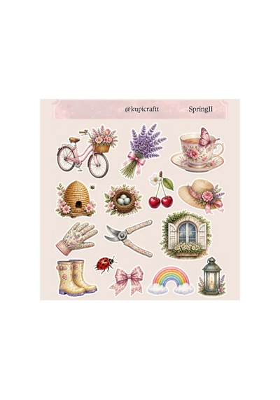 3 Sayfa Sticker Seti Spring - İlk Bahar Temalı Sticker Seti 0