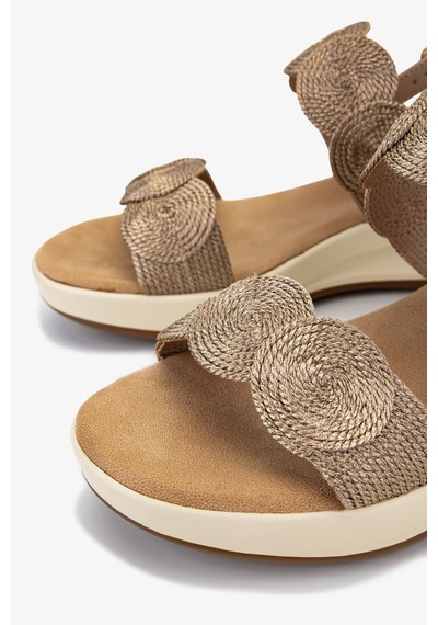 Valmenti Kadın Deri & Tekstil Camel Düz Sandalet 1141 1951-h21 Bn Sndlt Y26 Champagne Weave/cml Nbk