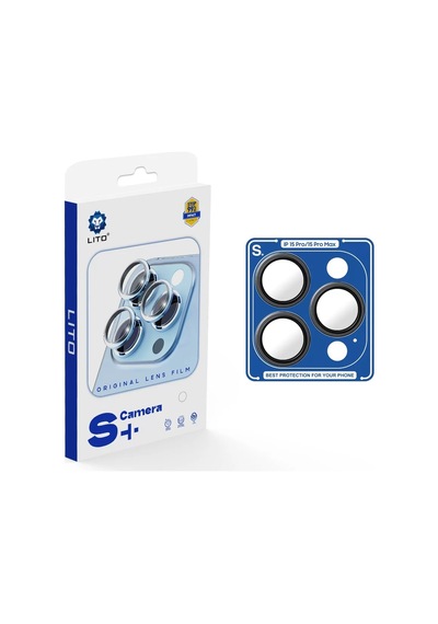 Lito S+ Apple iPhone Uyumlu 15 Pro/15 Pro Max Kamera Lens Koruyucu Black Titanium Siyah