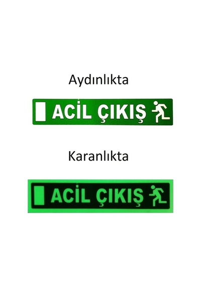 Acıl Çıkış Sticker Lümen Özellikli Fosforlu Karanlıkda Görünme Özelliğine Sahip