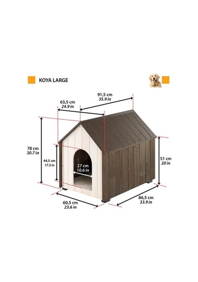 Ferplast Koya Ahşap Köpek Kulübesi Large 63.3 x 91.5 x 77.5 CM