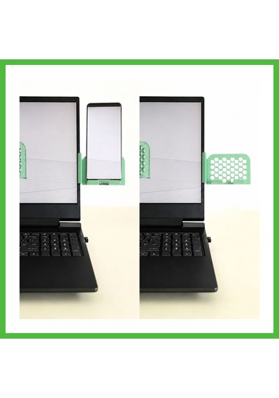 Vaveni 3d Baskı Monitor Telefon Tutucu - Petek Desenli Laptop Kenar Telefon Tutucu-mint Arz