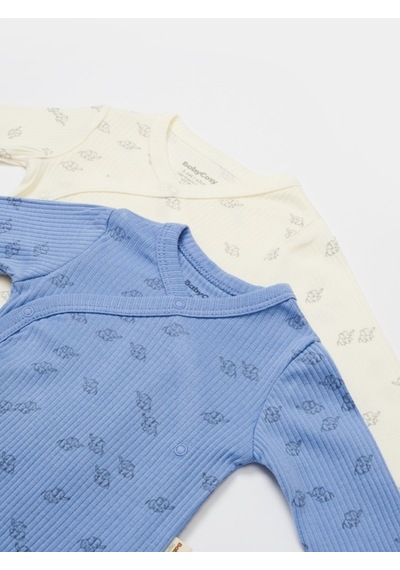 BabyCosy Organik Modal Fil Baskılı 2 Li Kruvaze Uzun Kollu Badi Csym11318 001