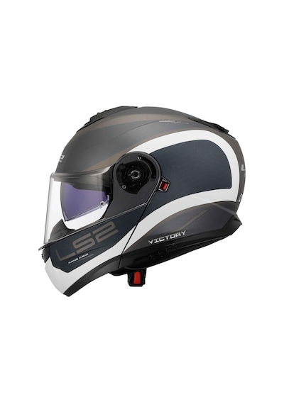 Ls2 Strobe 2 Victory Çene Açılır Kask Mat Titanyum - Beyaz - Mavi