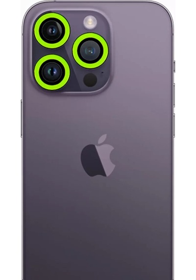 Newface Apple Uyumlu iPhone 12 Pro Max Neon Fosforlu Kamera Lens - Yeşil,