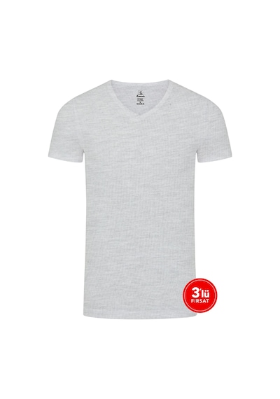 Sementa SAM Erkek Modal V Yaka Tshirt 3'lü Paket - Melanj
