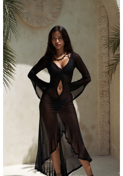 Mai Collection Mai Studios Co. Alyona Dantel Detay Siyah Elbise Siyah