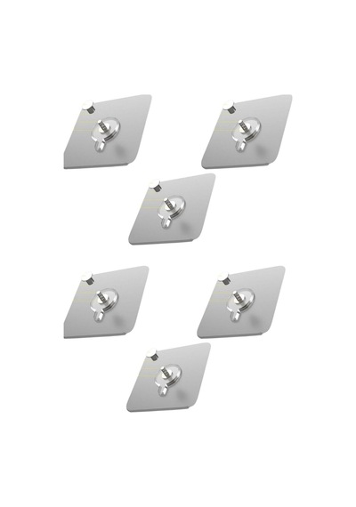 6 Adet Şeffaf Ultra Güçlü, Sağlam, Bırakmaz, Paslanmaz Metal Başlıklı Banyo, Mutfak Askısı Diğer