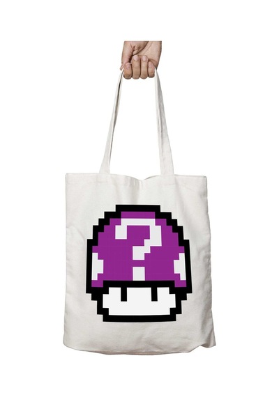 Art Hediye Super Mario Mushroom Mystery Question Mark İki Tarafı Kalıcı Baskılı Yıkanabilir Çanta Çok Renkli