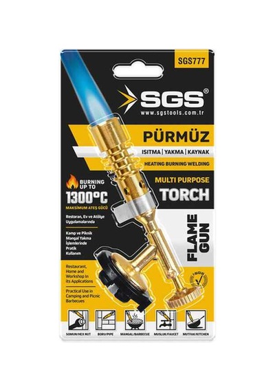 Sgs777 Torch Tav Ve Kaynak Pürmüz Başlığı 1300 Derece Gazlı Torch Alev Tabancası Sarı