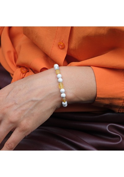 Havlit-damla Kehribar Kolye Ve Bileklik Set Sarı