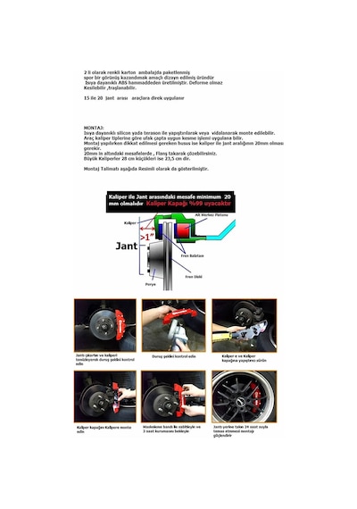 Kia Rio Uyumlu Brembo Sarı Kaliper Kapağı 4 Parça Ön Arka Set