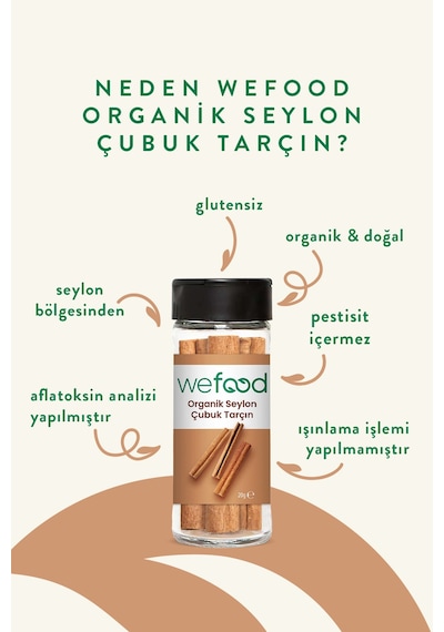 Organik Seylon Tarçın Çubuk 20 Gr Diğer