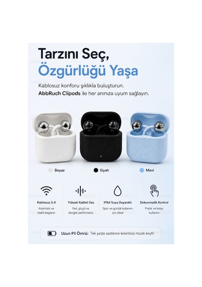 Açık Kulak Kablosuz Küpe Kulaklık - Charm Klips Tasarım Bluetooth Kulaklık
