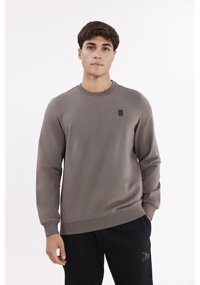 Rowinger Minimal Logolu Bisiklet Yaka Ribana Manşetli Rahat Kalıp Mevsimlik Sweatshirt Antracite