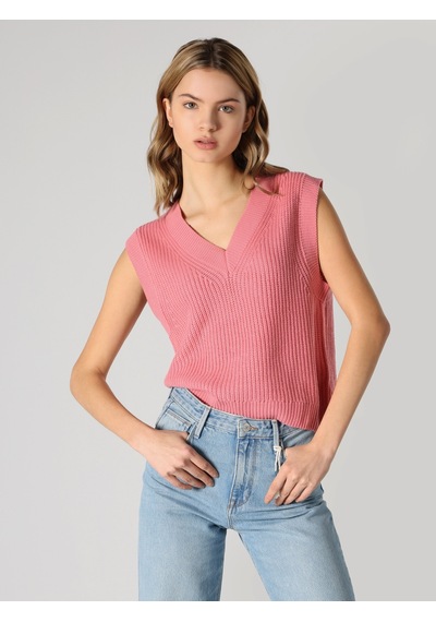 Colin's Regular Fit V Yaka Pembe Kadın Kazak CL1062235_Q1.V1_PLI