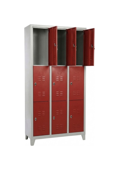 9 Gözlü Ekonomik Soyunma Dolabı Kırmızı 97x37x198
