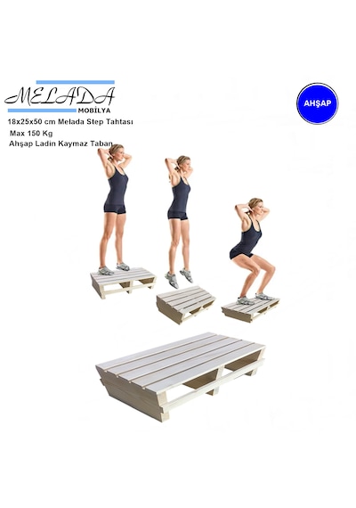 18 Cm Yükseklikte Doğal Ahşaptan Ev İçi Kullanıma Uygun Kaymaz Tabanlı Step Tahtası 18x25x50 Cm