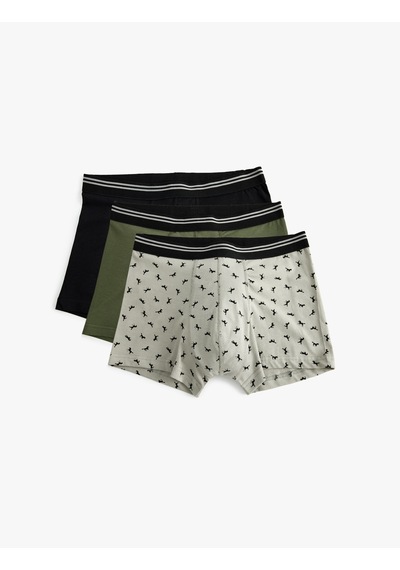 Koton 3'lü Boxer Seti Hayvan Baskılı Pamuklu Siyah 5wlm90076mk Siyah