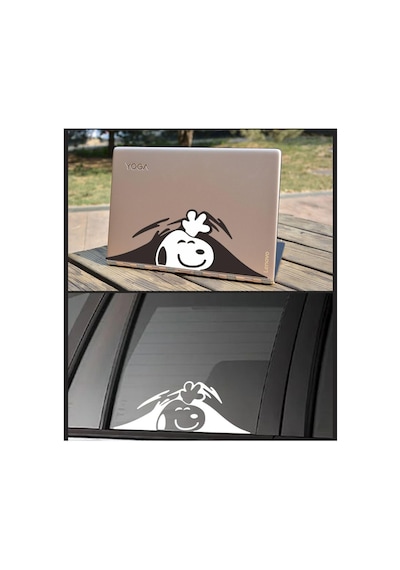 Snoopy Araba, Motorsiklet, Kask, Laptop, Cam, Duvar Sticker 20x7,3 Cm 1