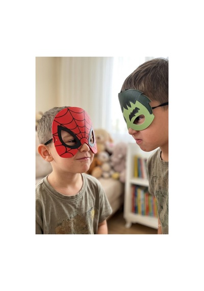 Çocuk Kahraman Maskeleri 2'li Set Örümcek Adam Ve Hulk Temalı Kostüm Maskesi Diğer