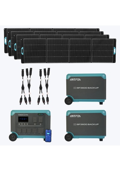 Antfea F3600 + 2 Adet Bf3600 Yedek Batarya + 4 Adet 400w Paneli + 2 Adet Paralelleme Kablosu 3.6 Kw / 12.3 Kwh / 1.6 Kw